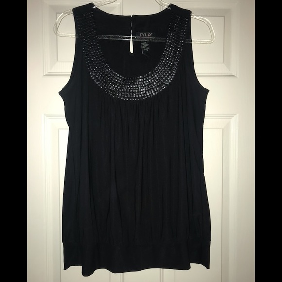 Nice black tank top with black sequins - Picture 1 of 5